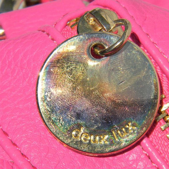 Deux Lux Handbag Hot Pink Vegan Leather Weave Large Purse - Picture 11 of 11